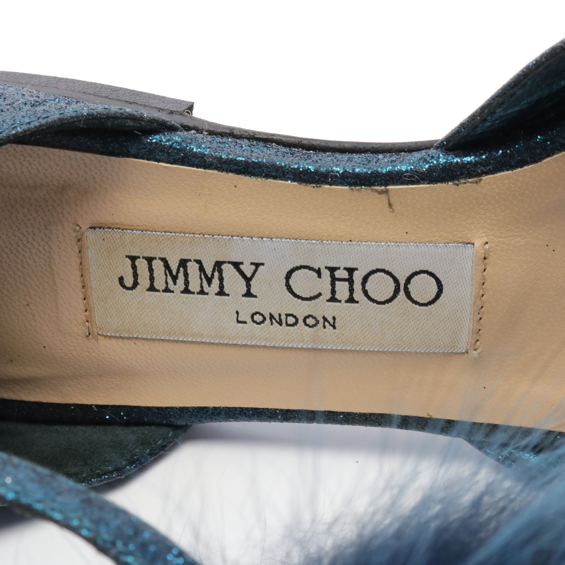 DOLLY FLAT パンプス グリッター ファー ブルー ジミーチュウ シューズ JIMMY CHOO