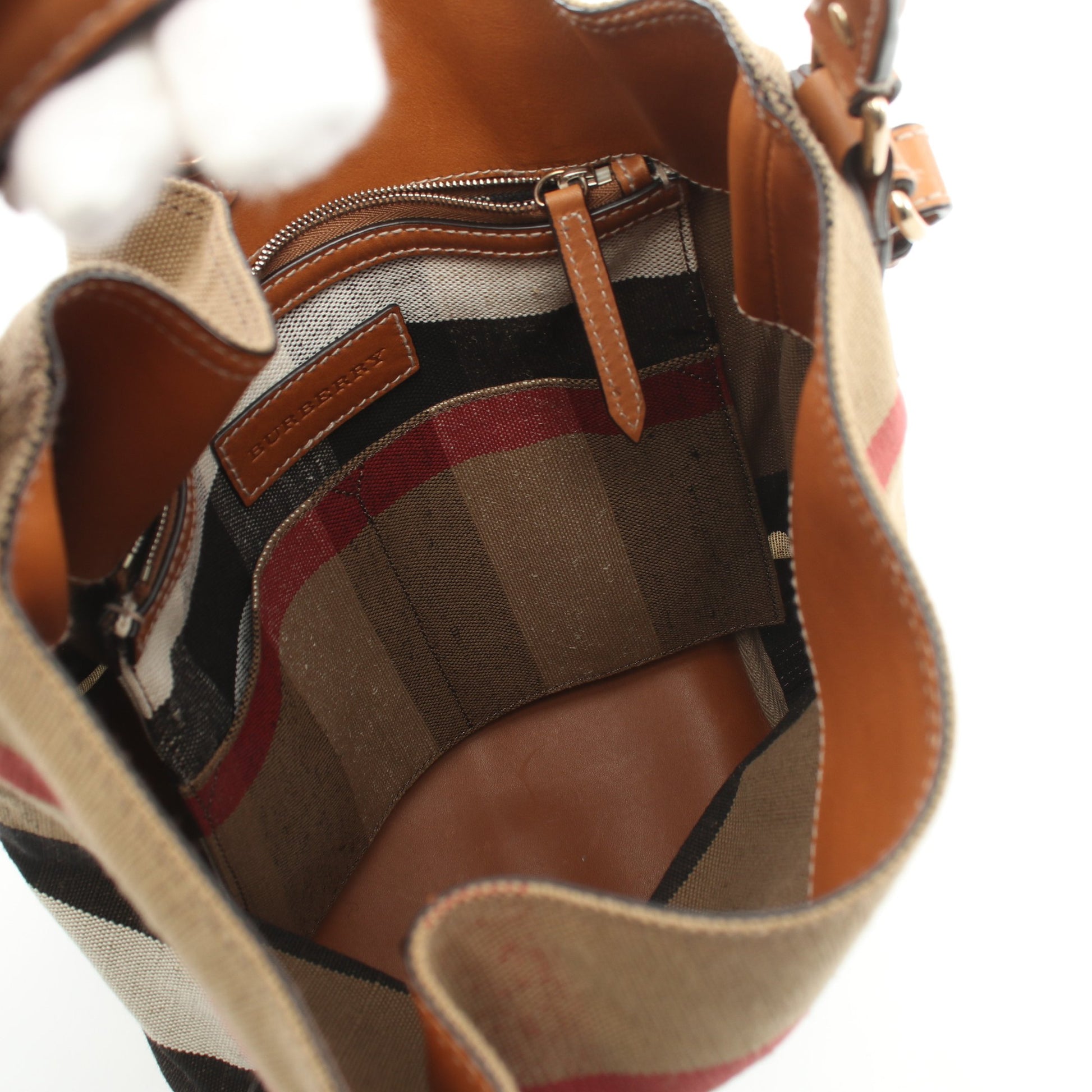 MEDIUM CANVAS CHECK HOBO ハンドバッグ キャンバス レザー ベージュ ブラウン マルチカラー 2WAY バーバリー バッグ BURBERRY