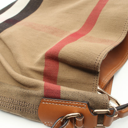 MEDIUM CANVAS CHECK HOBO ハンドバッグ キャンバス レザー ベージュ ブラウン マルチカラー 2WAY バーバリー バッグ BURBERRY