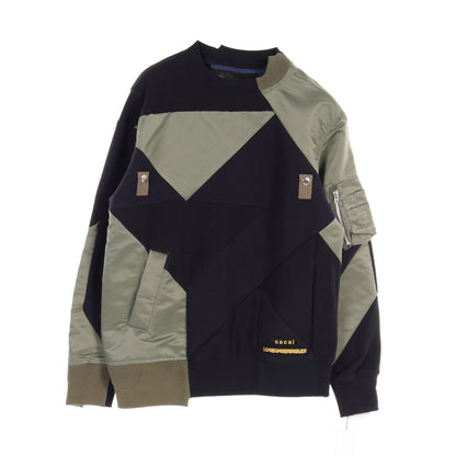 sacai × HWT Patchework Sweat Shirts パッチワーク スウェットシャツ コットン ネイビー カーキグリーン サカイ トップス Sacai