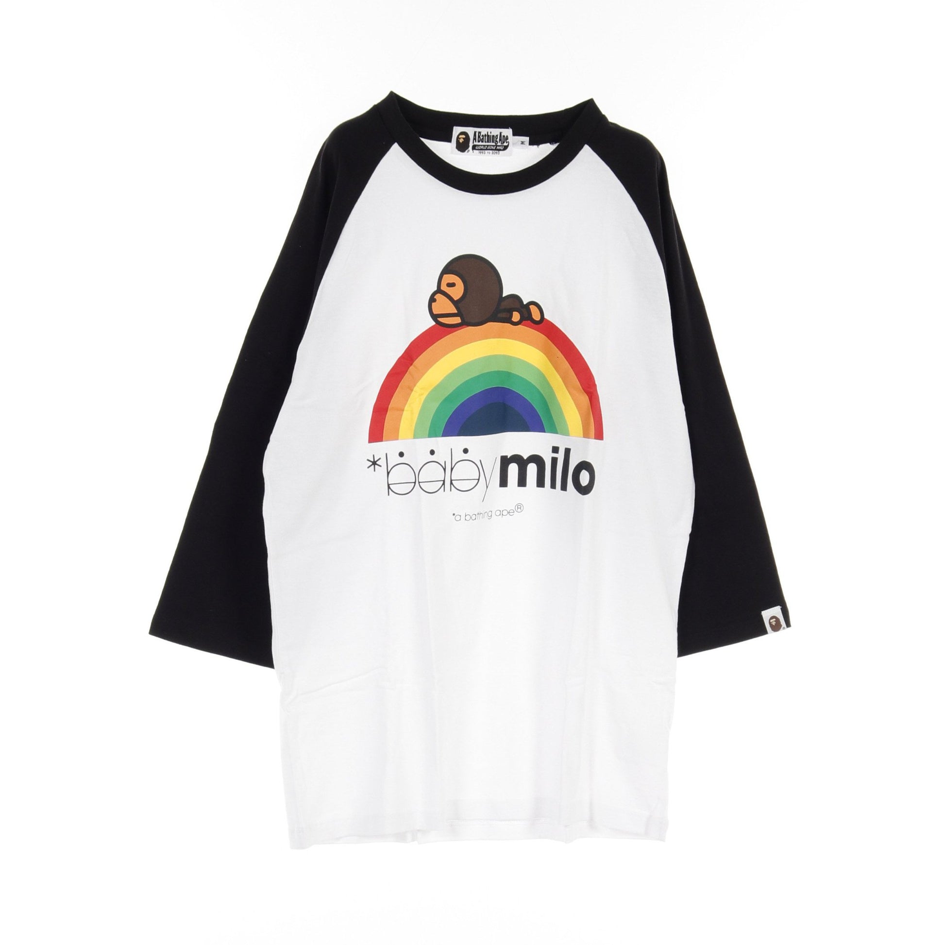 BABY MILO ラグラン Tシャツ クルーネック 七分袖 コットン ホワイト ブラック アベイシングエイプベイプ トップス A BATHING APE(BAPE)