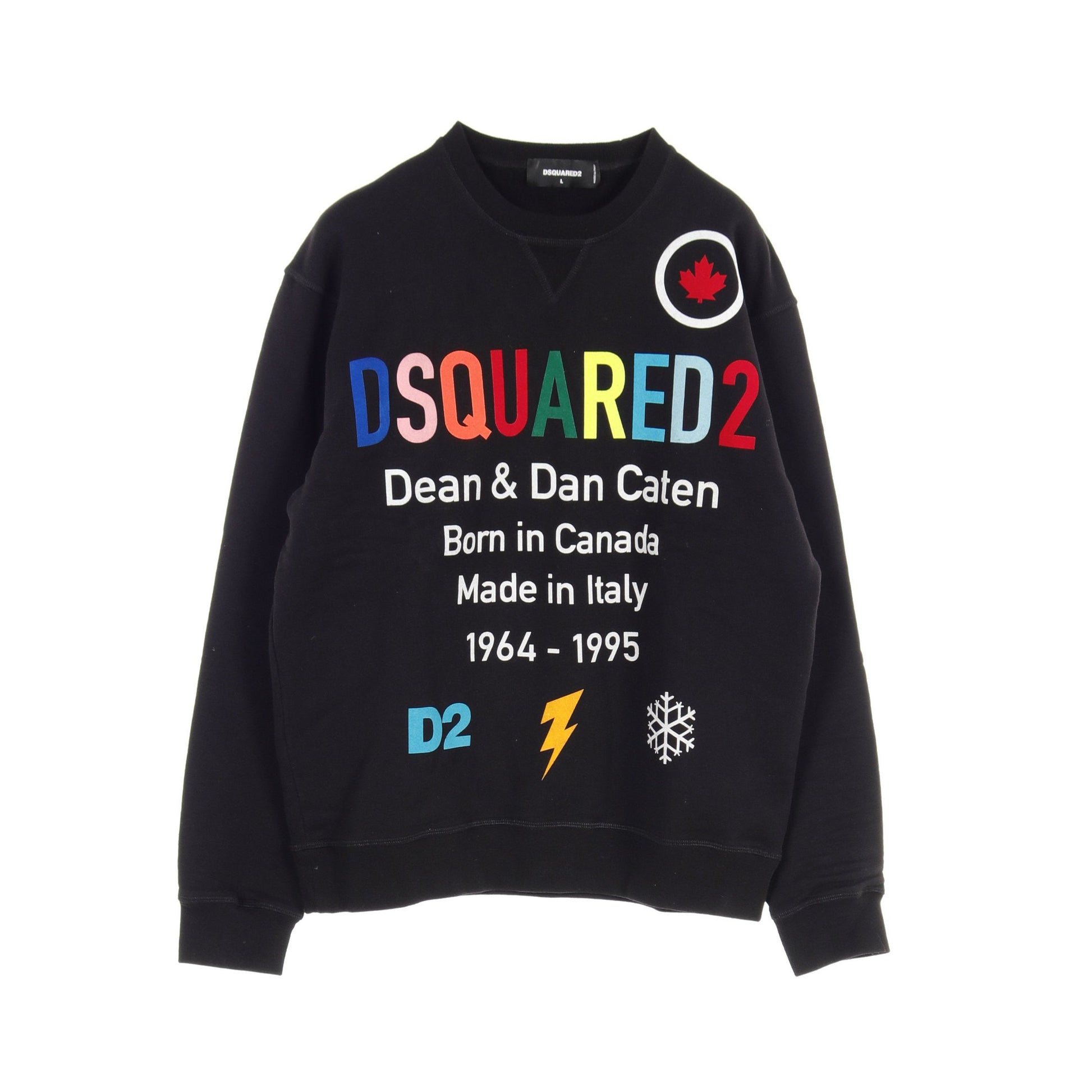 トレーナー スウェットシャツ ロゴ コットン ブラック マルチカラー ディースクエアード トップス DSQUARED2