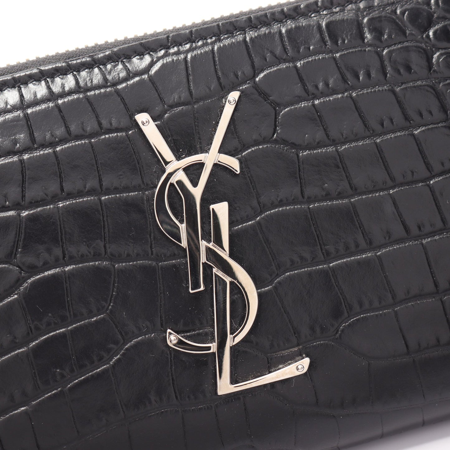 モノグラム ラウンドファスナー長財布 レザー ブラック クロコ型押し サンローランパリ 財布・小物 SAINT LAURENT PARIS