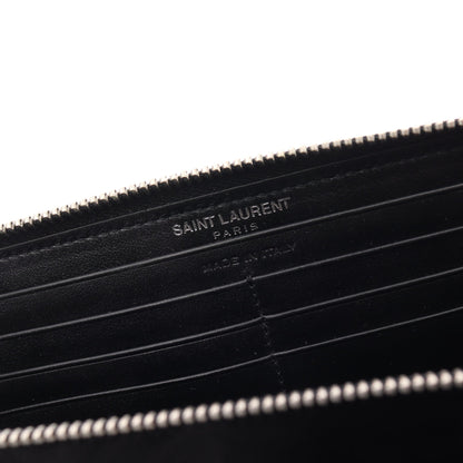 モノグラム ラウンドファスナー長財布 レザー ブラック クロコ型押し サンローランパリ 財布・小物 SAINT LAURENT PARIS