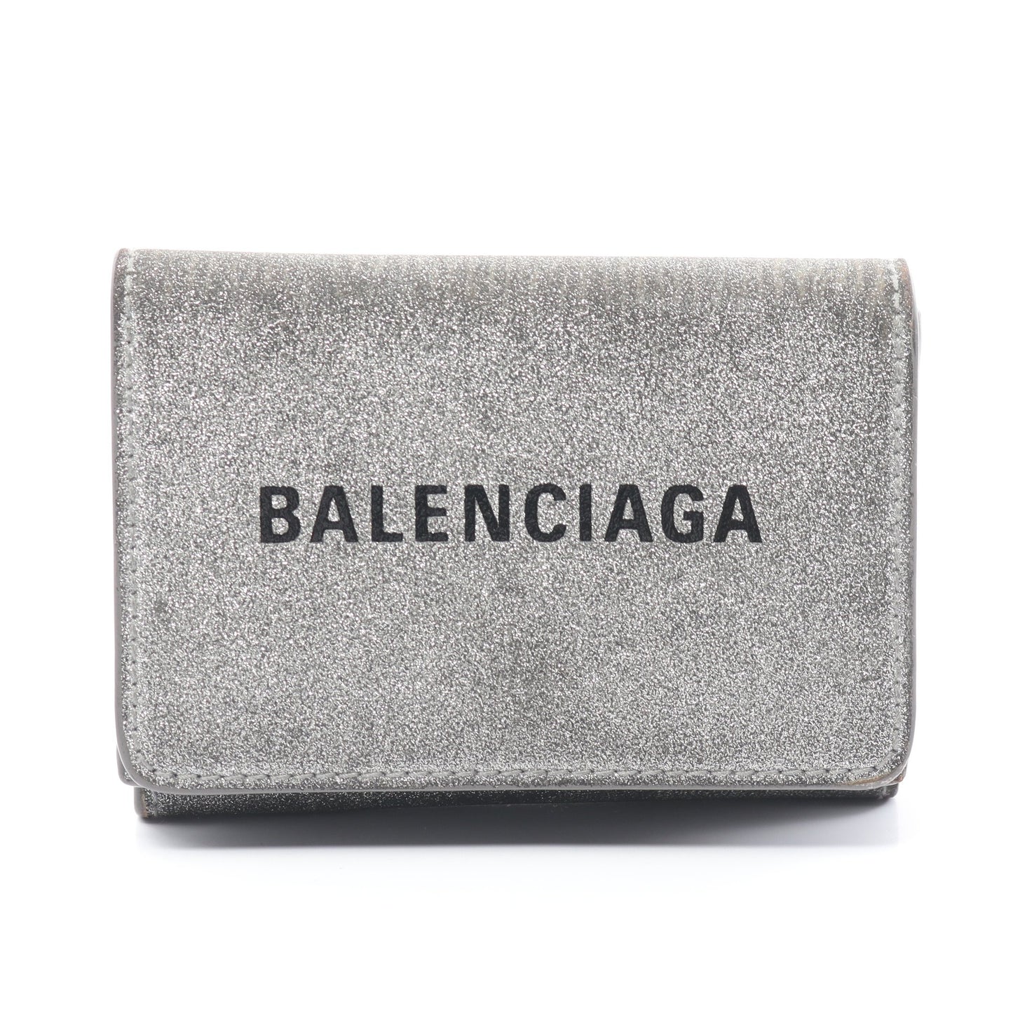 EVERYDAY MINI WALLET 三つ折り財布 コンパクトウォレット レザー シルバー ラメ バレンシアガ 財布・小物 BALENCIAGA