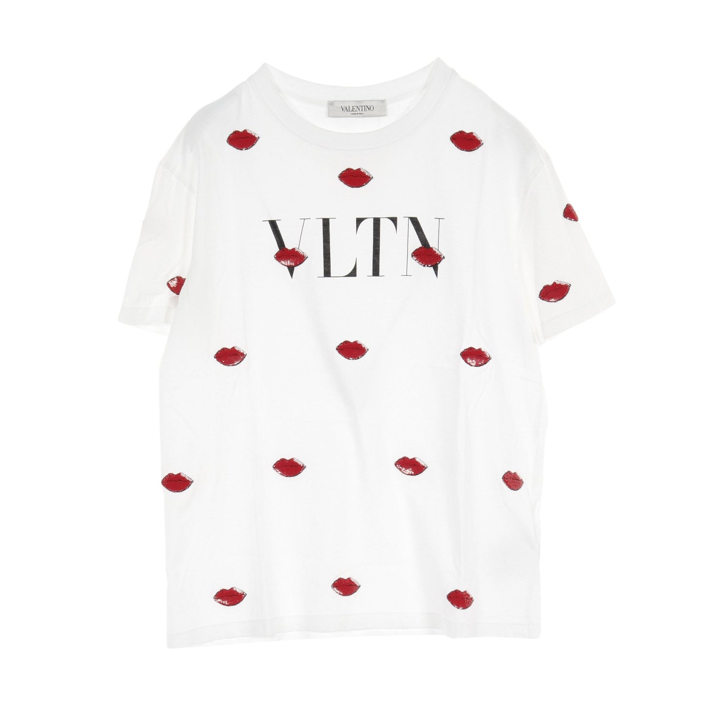 VLTNロゴ Tシャツ リップ柄 コットン ホワイト スパンコール ヴァレンティノ トップス VALENTINO