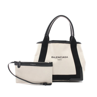 NAVY CABAS S ネイビーカバ ハンドバッグ トートバッグ キャンバス レザー ライトベージュ ブラック バレンシアガ バッグ BALENCIAGA