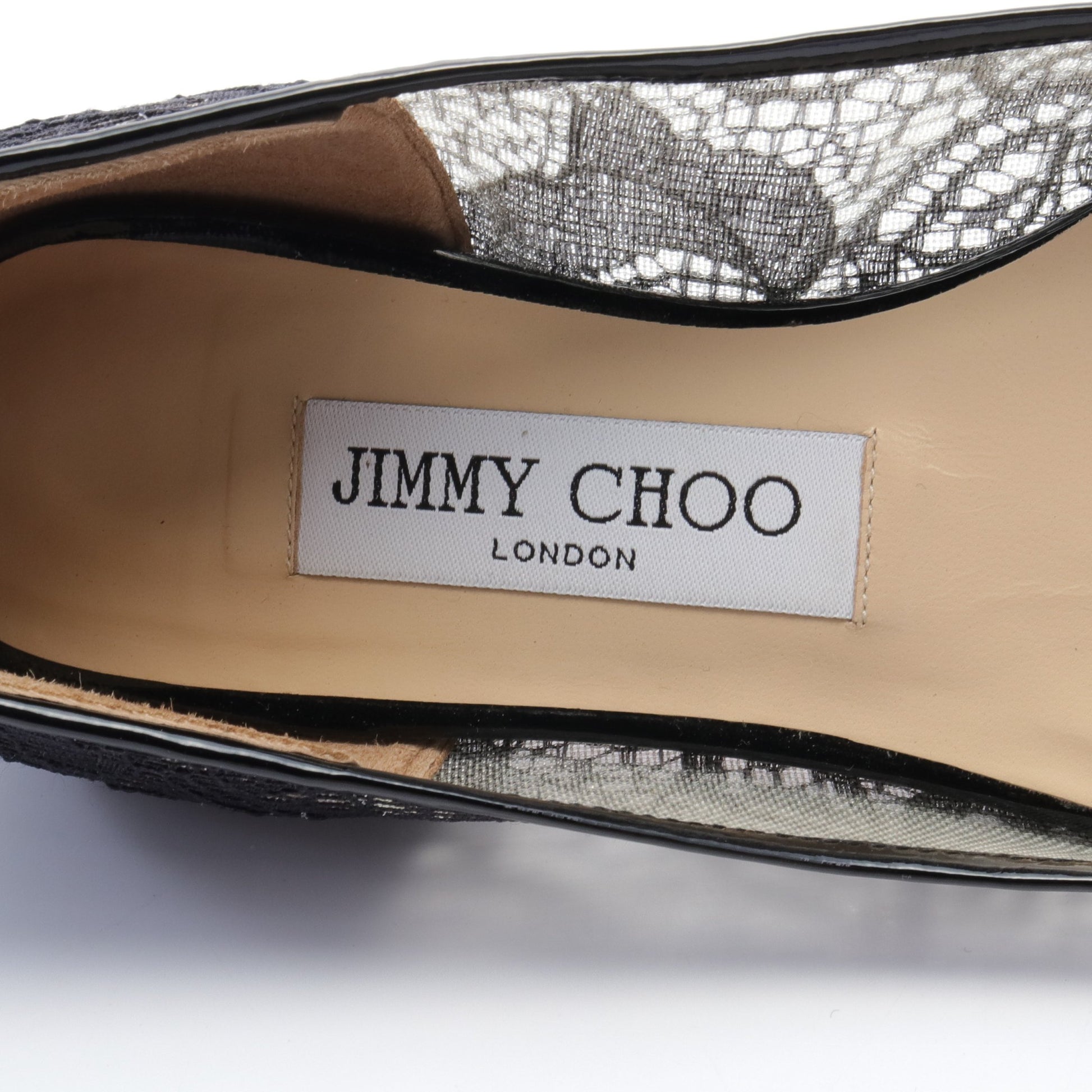 ALINA アリーナ パンプス レース ファブリック エナメルレザー ブラック ジミーチュウ シューズ JIMMY CHOO