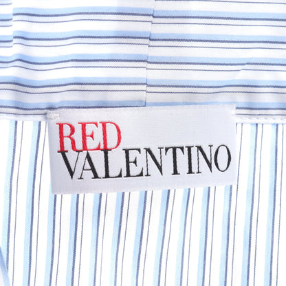 リボンタイ ブラウス ストライプ コットン ホワイト ライトブルー レッドヴァレンティノ トップス RED VALENTINO