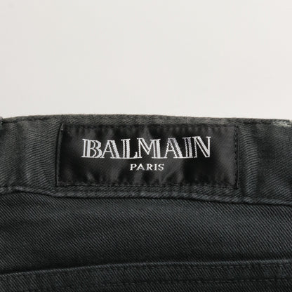 デニムパンツ コットン ダークグレー ダメージ加工 バルマン ボトムス BALMAIN