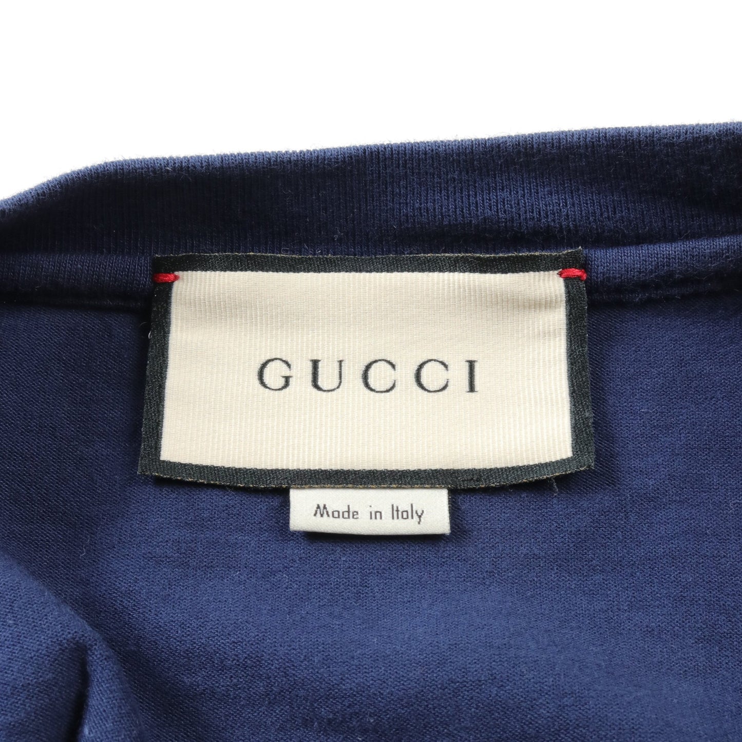 オーバーサイズ Tシャツ ロゴプリント コットン ネイビー イエロー グッチ トップス GUCCI