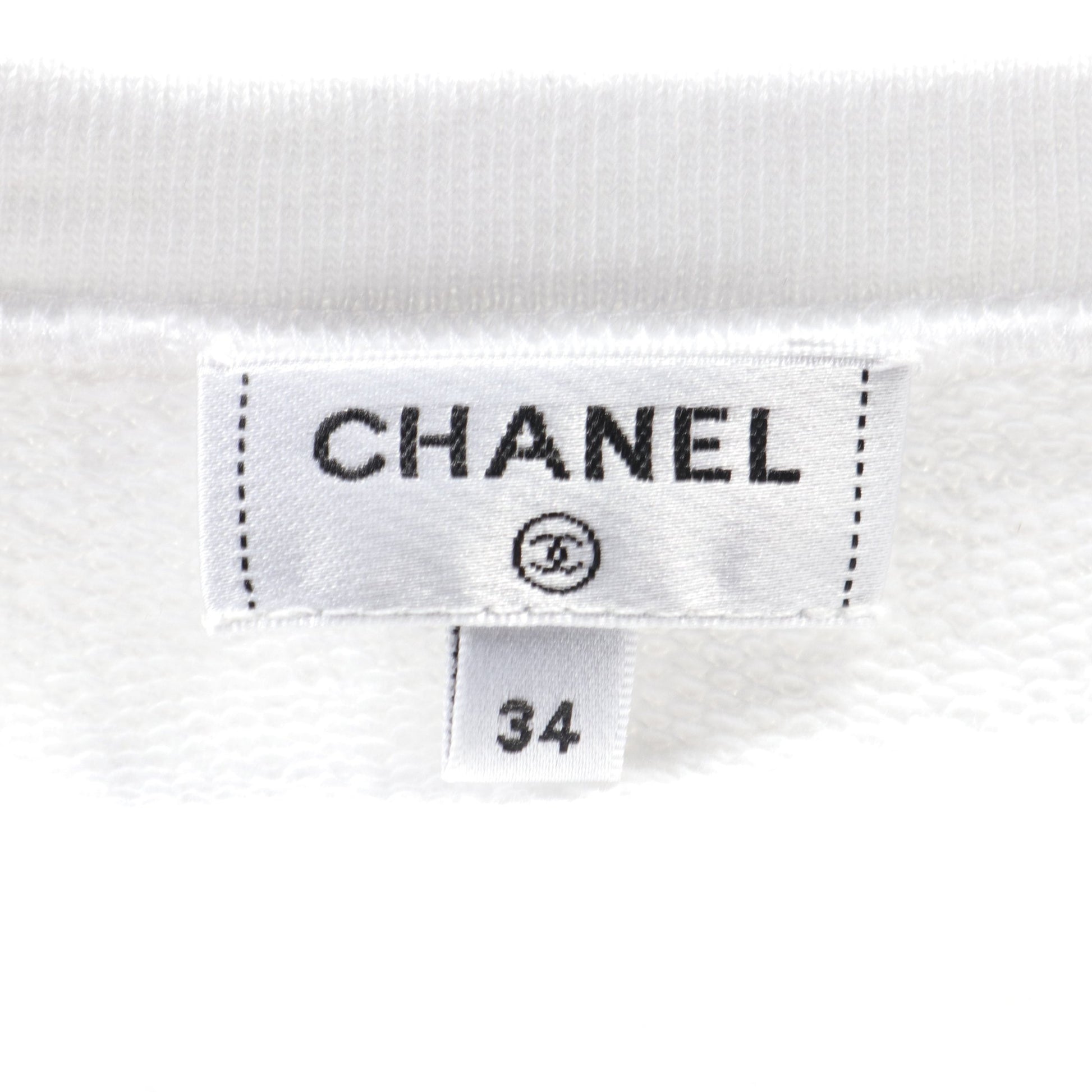 COCO CHANEL ロゴ スウェットシャツ Tシャツ クルーネック 半袖 コットン ホワイト ラインストーン 21AW シャネル トップス CHANEL