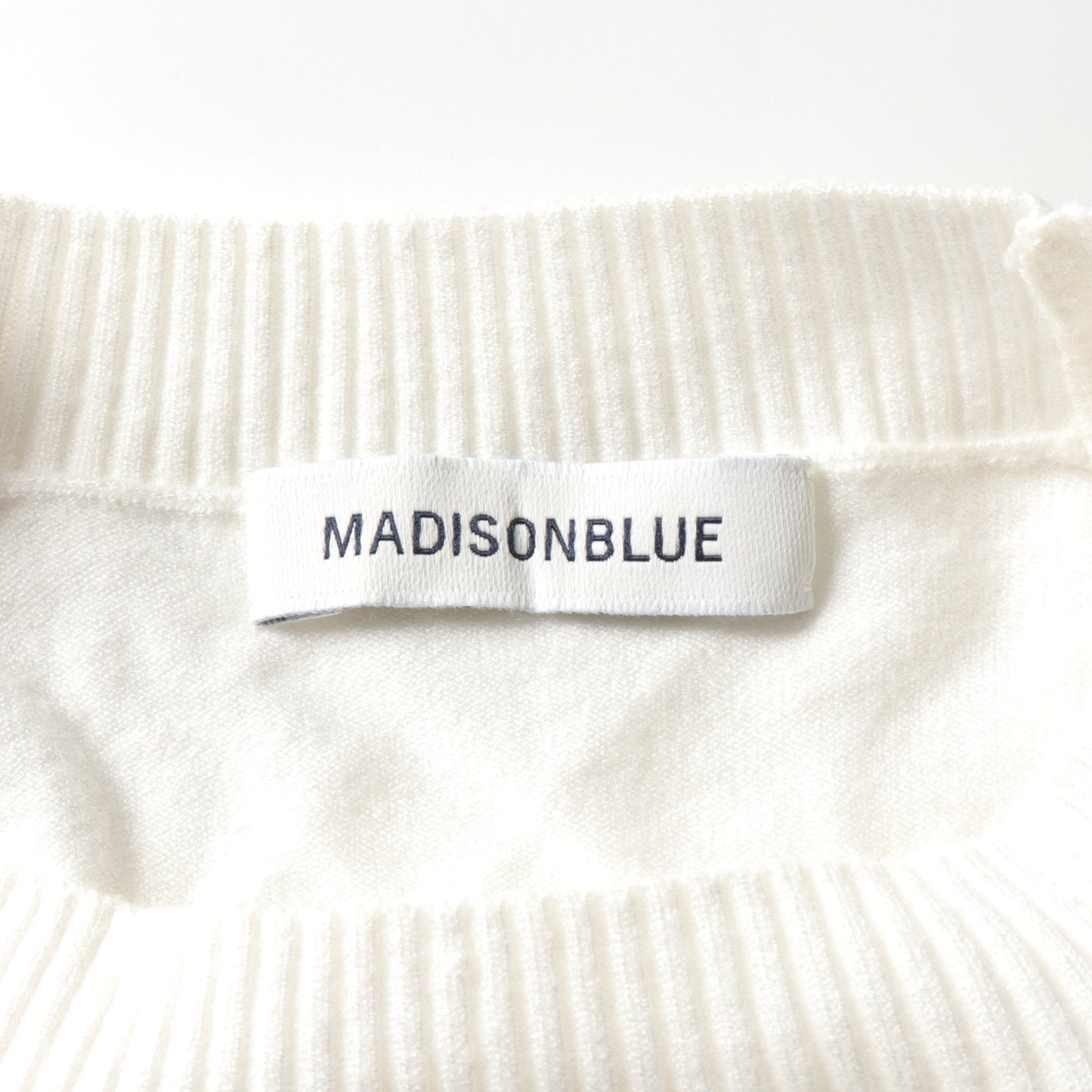 Hello CREW L/S PO ニット 刺繍 レーヨン ホワイト マディソンブルー トップス MADISONBLUE