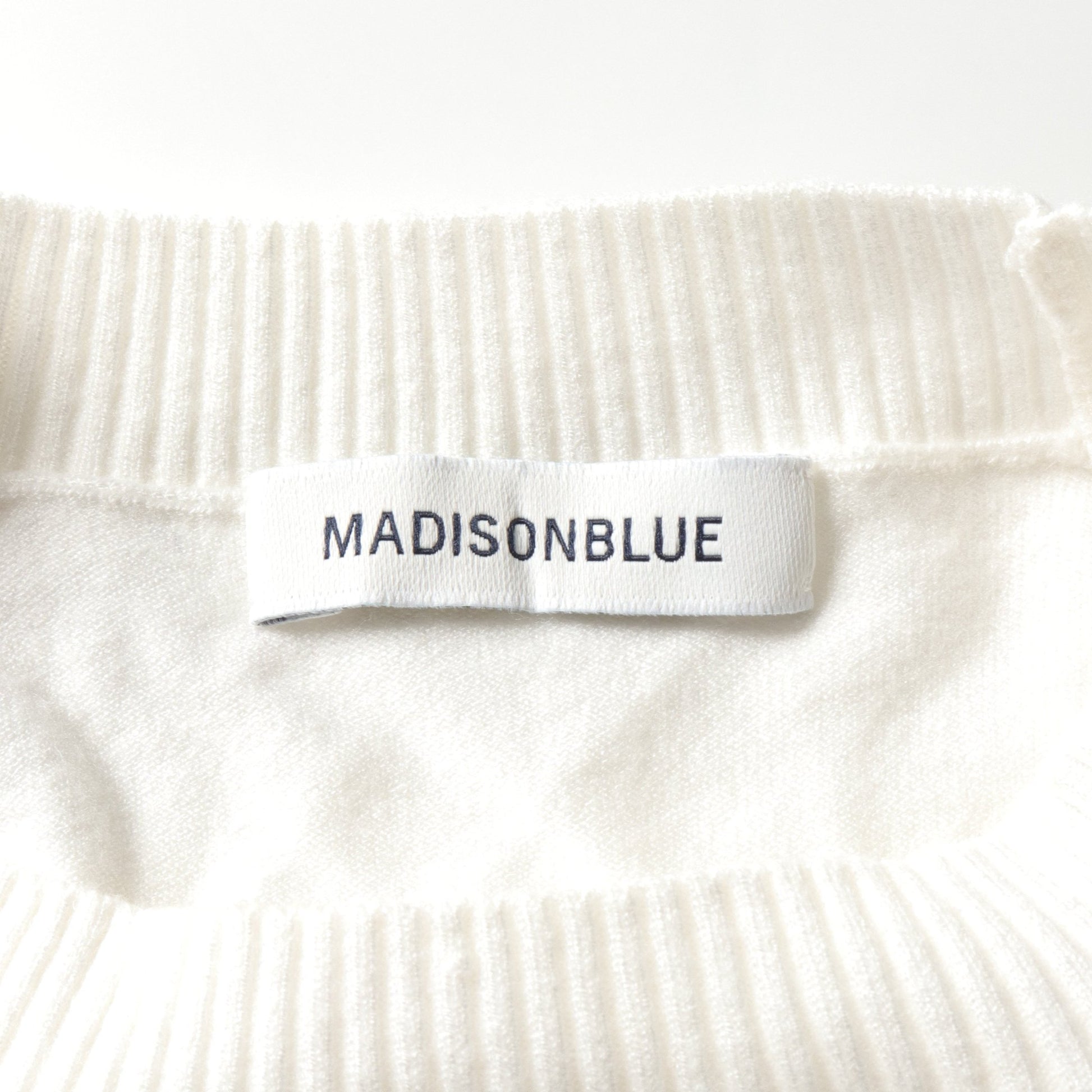 Hello CREW L/S PO ニット 刺繍 レーヨン ホワイト マディソンブルー トップス MADISONBLUE