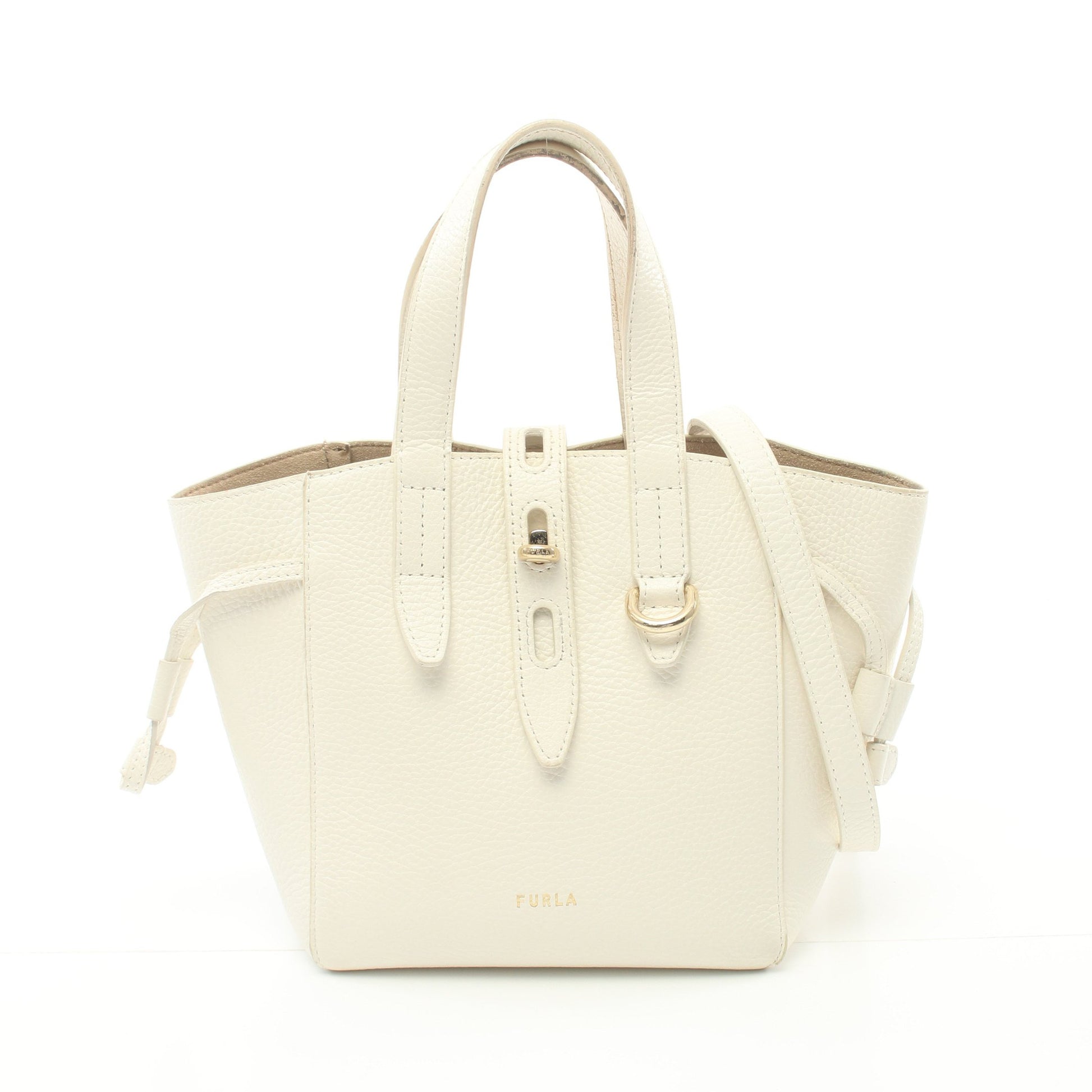 NET MINI TOTE ハンドバッグ レザー オフホワイト 2WAY フルラ バッグ FURLA