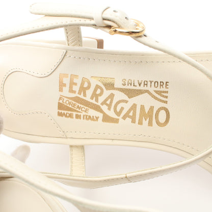 サンダル レザー オフホワイト パンチング チャンキーヒール サルヴァトーレフェラガモ シューズ Salvatore Ferragamo