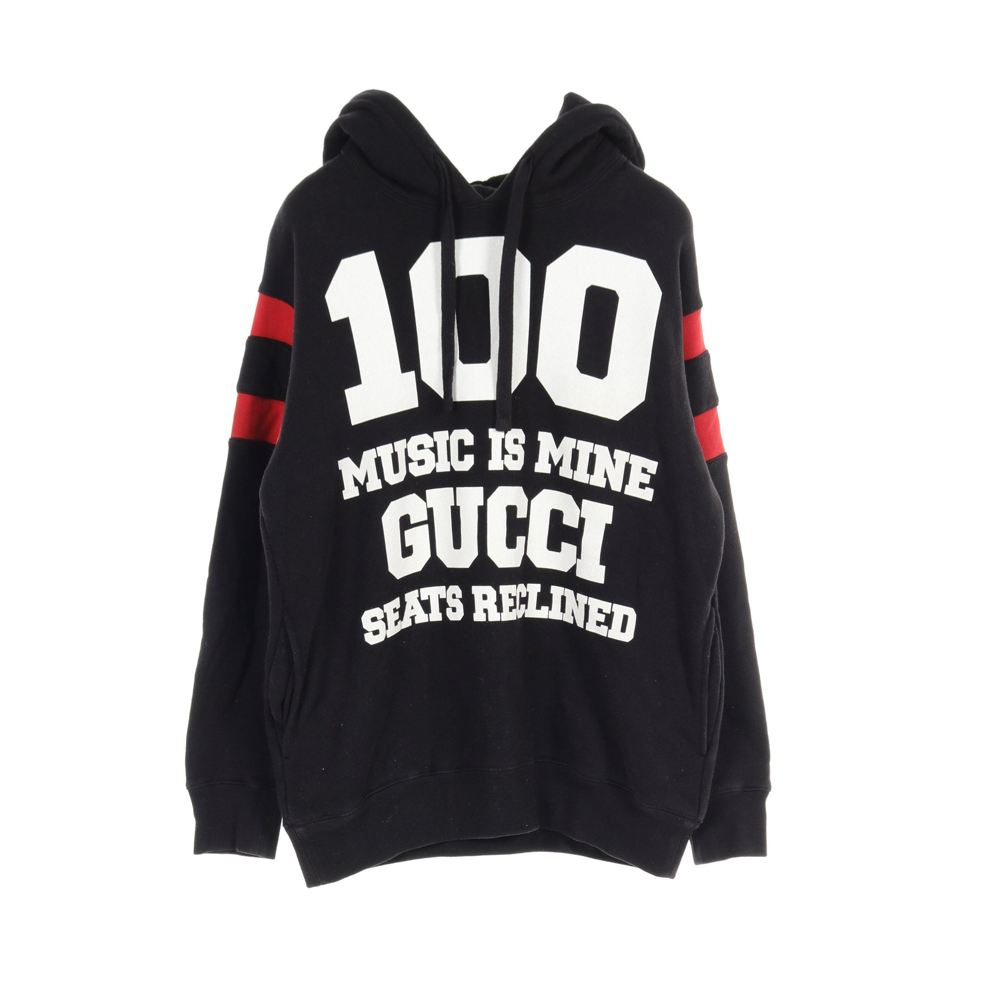 グッチ100 MUSUC IS MINE プルオーバーパーカー コットン ブラック レッド グッチ トップス GUCCI