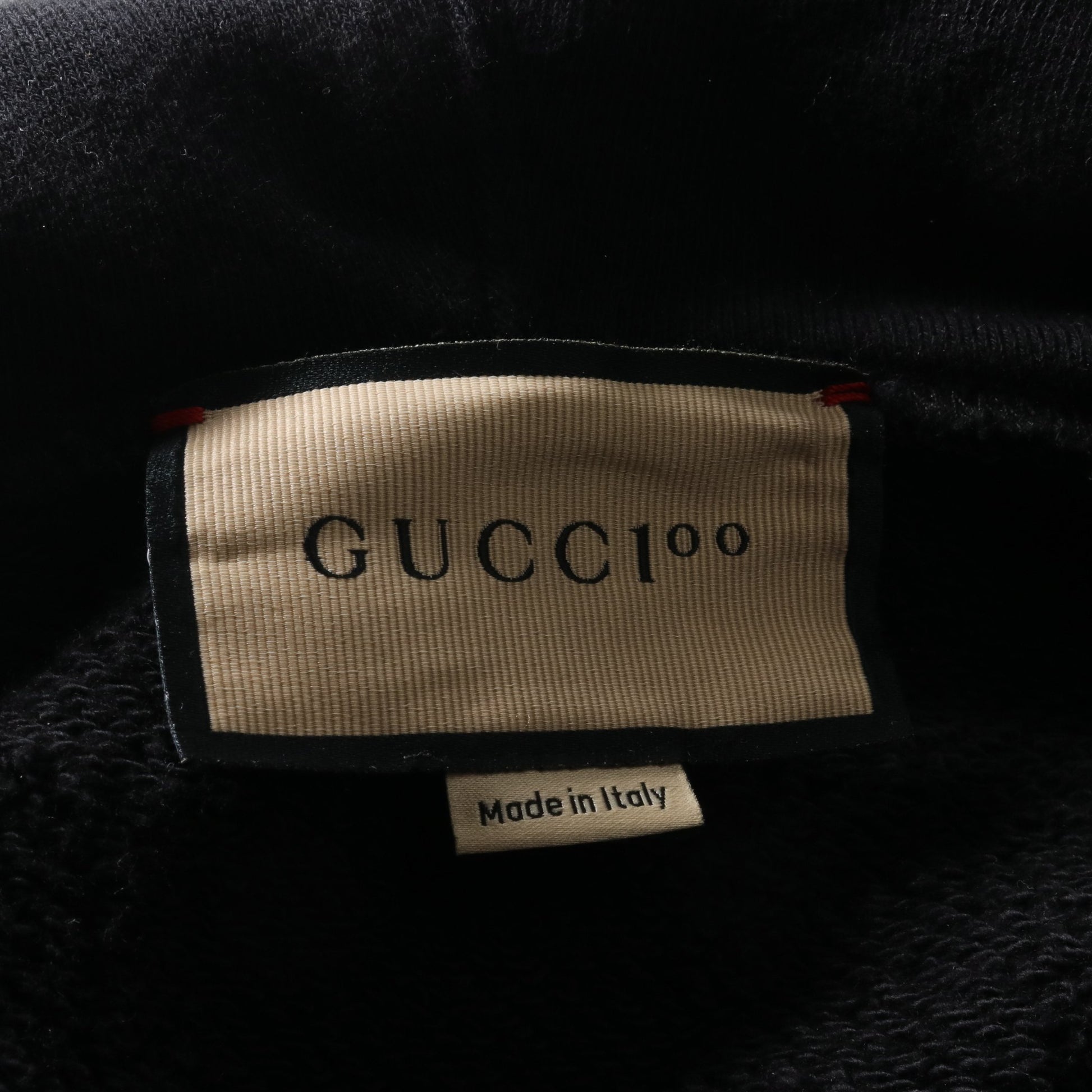 グッチ100 MUSUC IS MINE プルオーバーパーカー コットン ブラック レッド グッチ トップス GUCCI