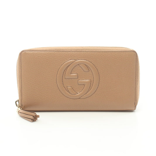 ソーホー インターロッキングG ラウンドファスナー長財布 レザー ピンクベージュ グッチ 財布・小物 GUCCI