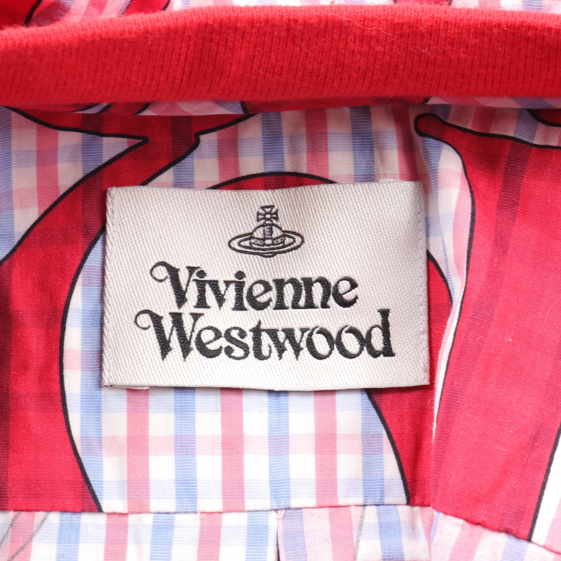 シャツ ロゴ総柄 チェック コットン レッド マルチカラー フード付き ヴィヴィアンウエストウッド トップス Vivienne Westwood