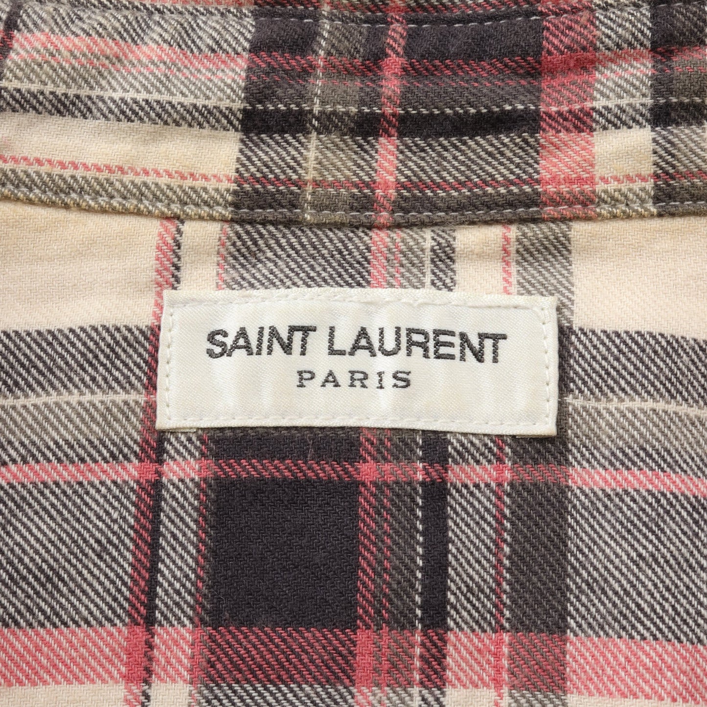 ウエスタン ネルシャツ チェック コットン リネン ラミー アイボリー ピンク ダークグレー サンローランパリ トップス SAINT LAURENT PARIS