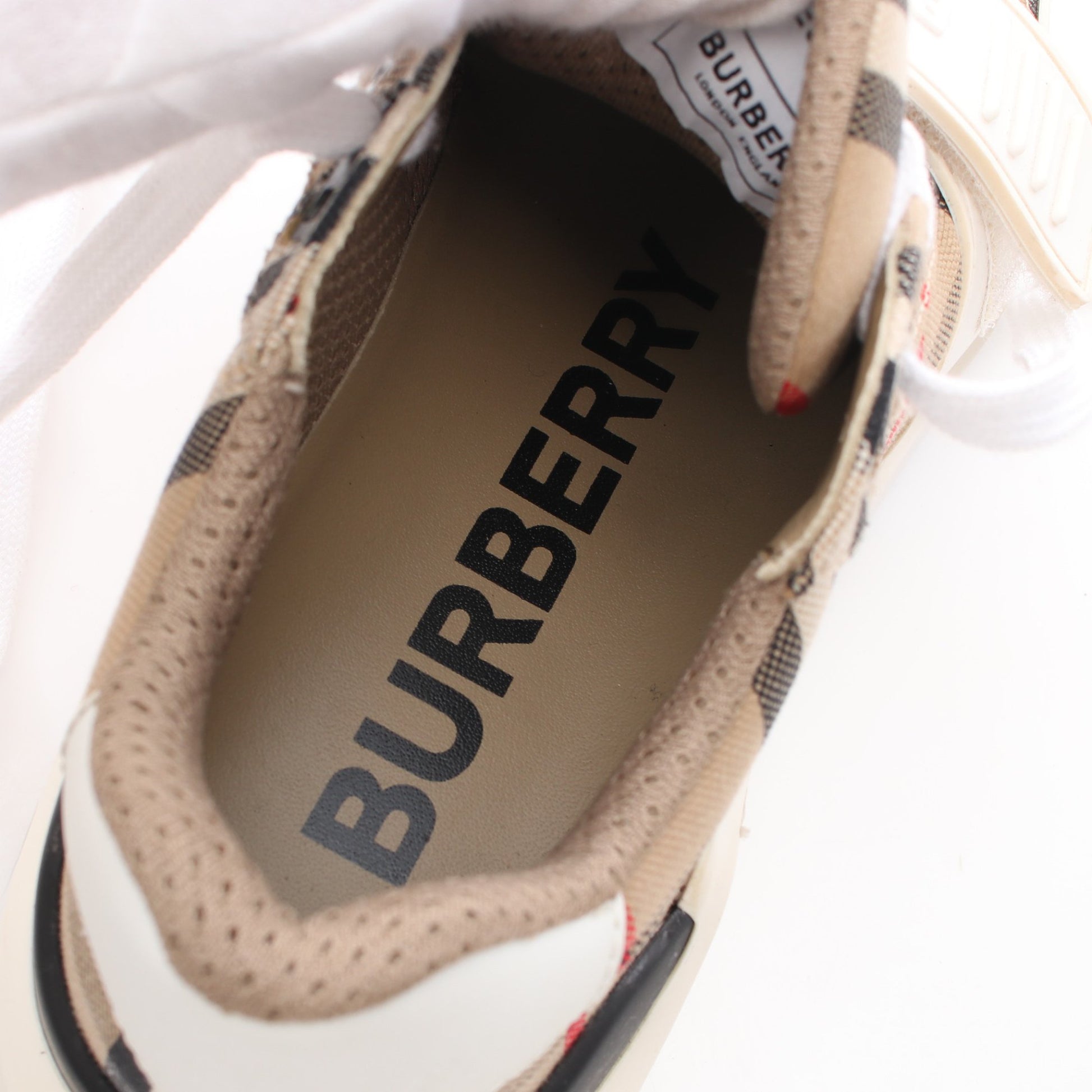 ヴィンテージチェック スニーカー ファブリック レザー ベージュ ホワイト マルチカラー バーバリー シューズ BURBERRY