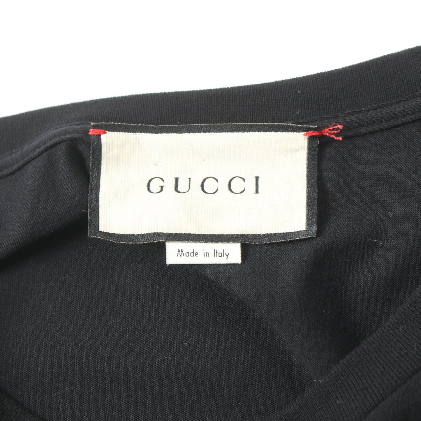 Tシャツ カットソー クルーネック ロゴ コットン ブラック スパンコール ラインストーン グッチ トップス GUCCI