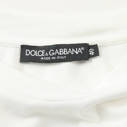 カットソー クルーネック ロゴ金具 コットン ホワイト ドルチェアンドガッバーナ トップス DOLCE&GABBANA