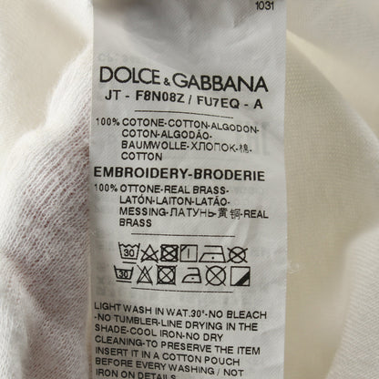 カットソー クルーネック ロゴ金具 コットン ホワイト ドルチェアンドガッバーナ トップス DOLCE&GABBANA