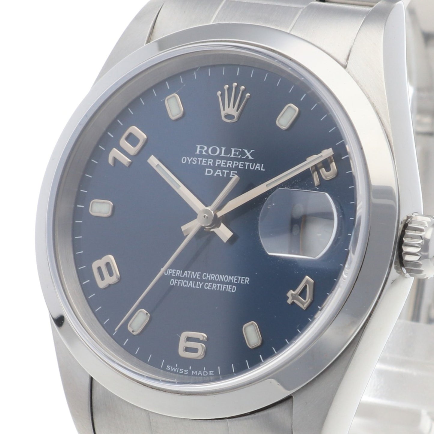 オイスターパーペチュアル デイト メンズ 腕時計 自動巻き SS シルバー ネイビー文字盤 P番 ロレックス 時計 ROLEX