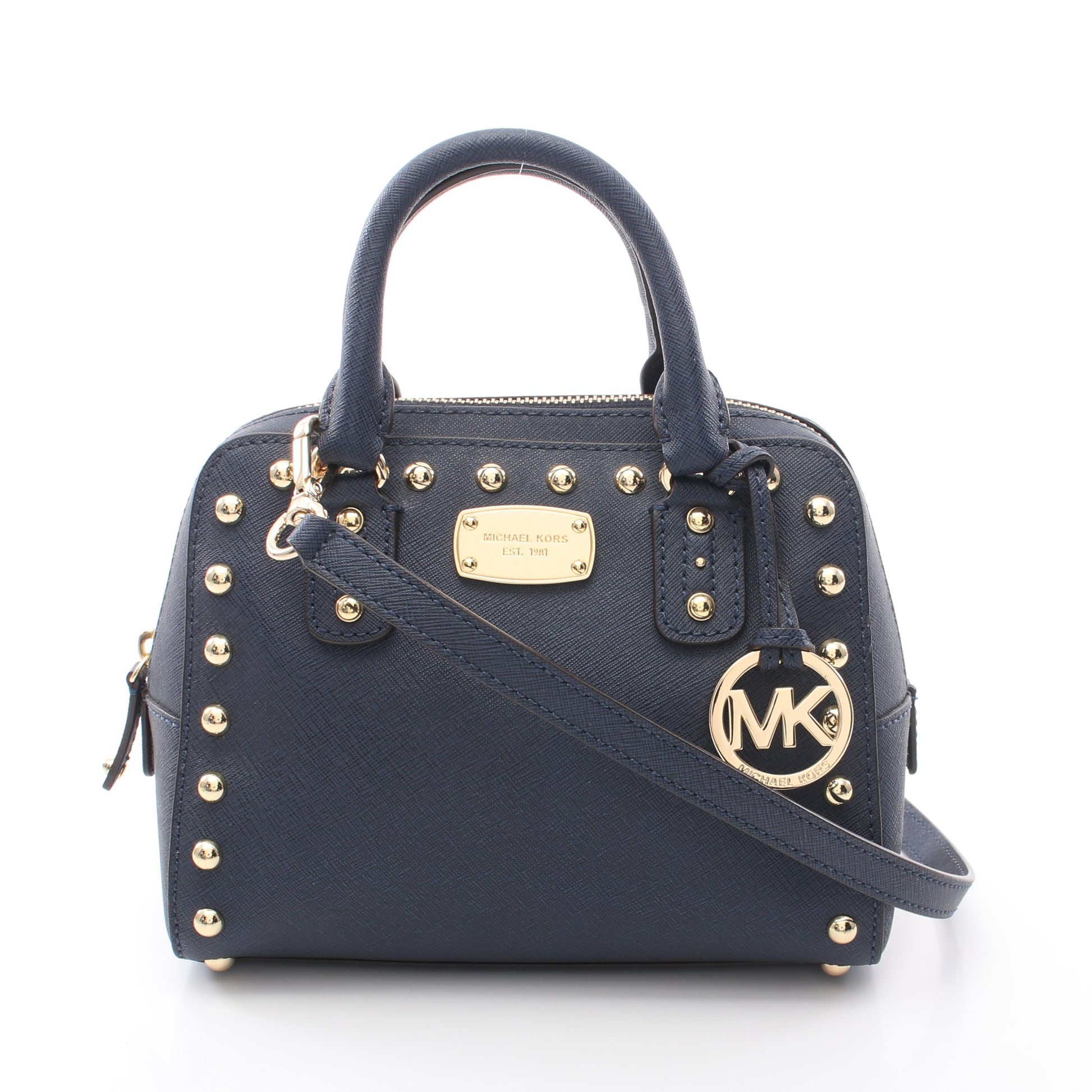 スタッズ ハンドバッグ レザー ダークネイビー 2WAY マイケルマイケルコース バッグ MICHAEL MICHAEL KORS