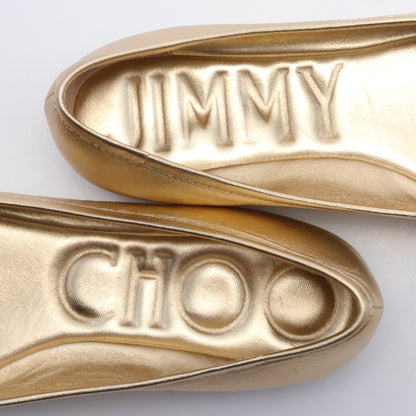 ELME FLAT バレエシューズ レザー ゴールド メタリック ジミーチュウ シューズ JIMMY CHOO