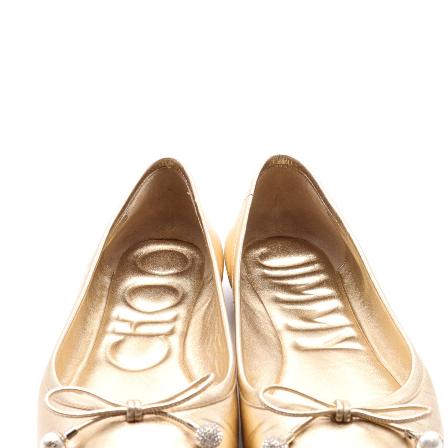 ELME FLAT バレエシューズ レザー ゴールド メタリック ジミーチュウ シューズ JIMMY CHOO