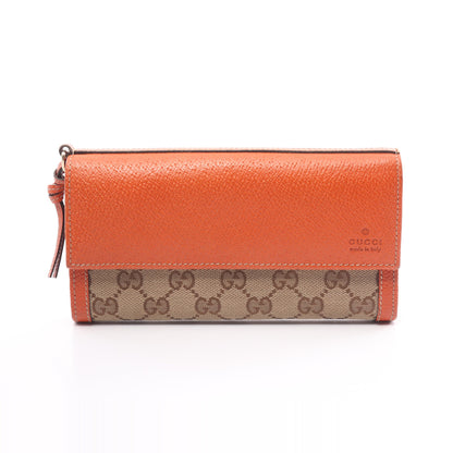 GGキャンバス 二つ折り長財布 キャンバス レザー オレンジ ベージュ グッチ 財布・小物 GUCCI