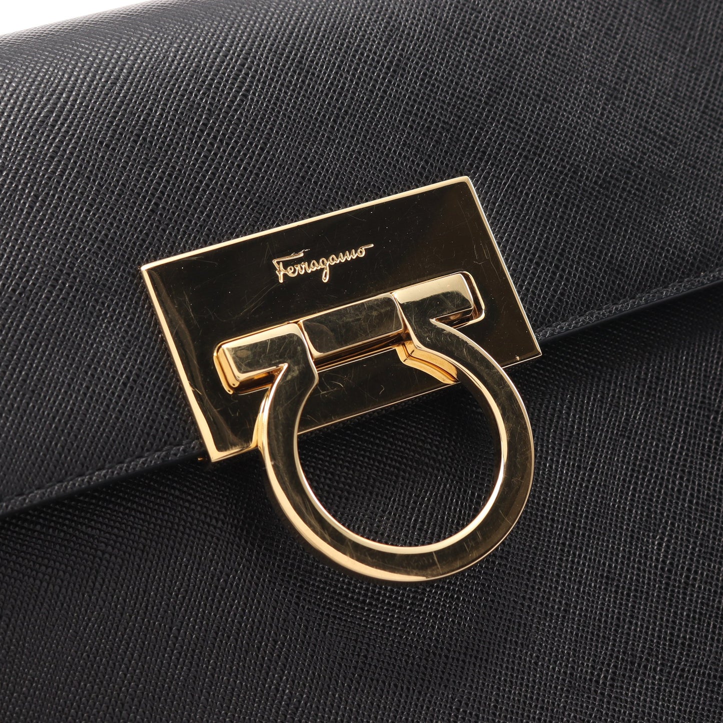 ガンチーニ ハンドバッグ レザー ブラック 2WAY サルヴァトーレフェラガモ バッグ Salvatore Ferragamo