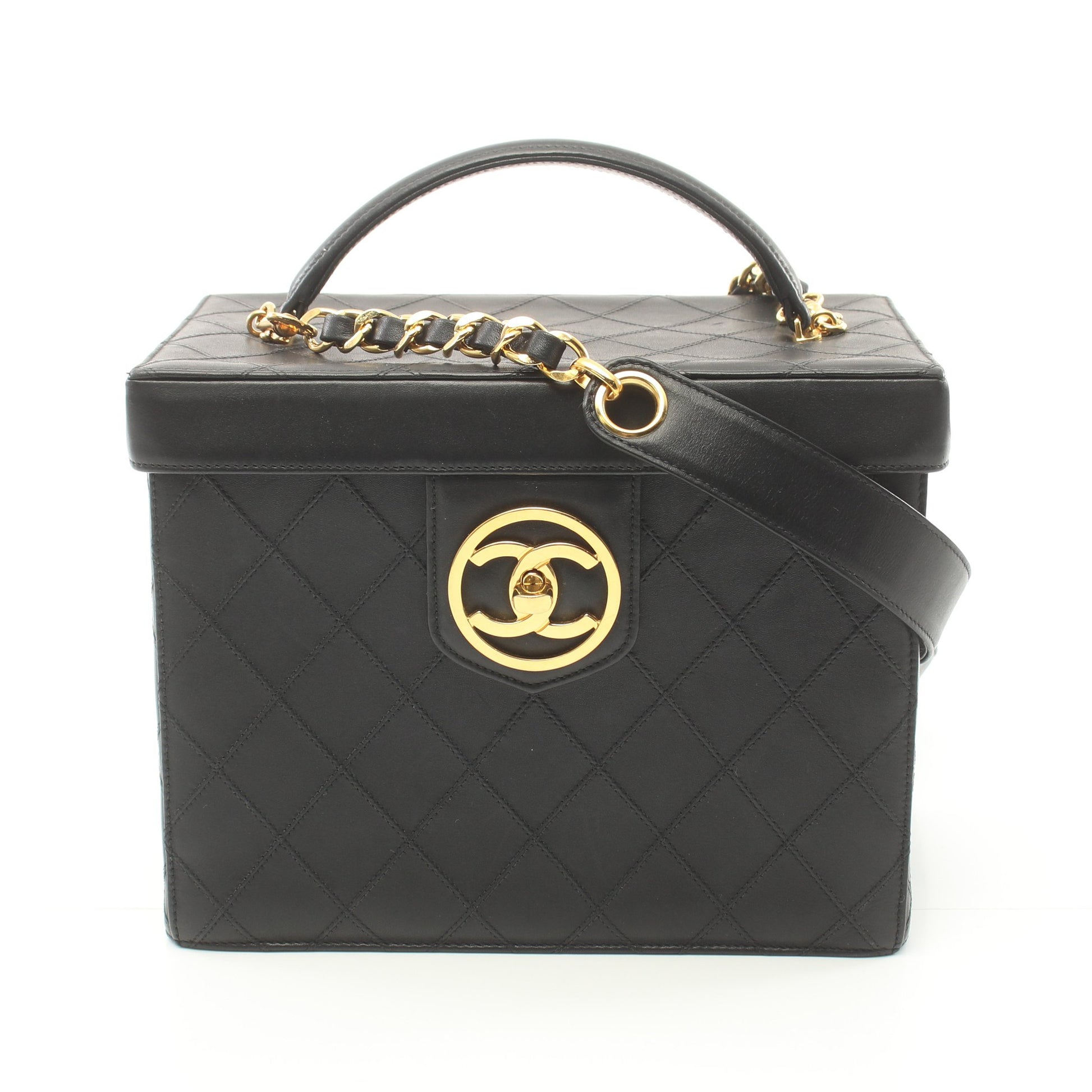 ビコローレ ココマーク バニティバッグ レザー ブラック ゴールド金具 2WAY ヴィンテージ シャネル バッグ CHANEL