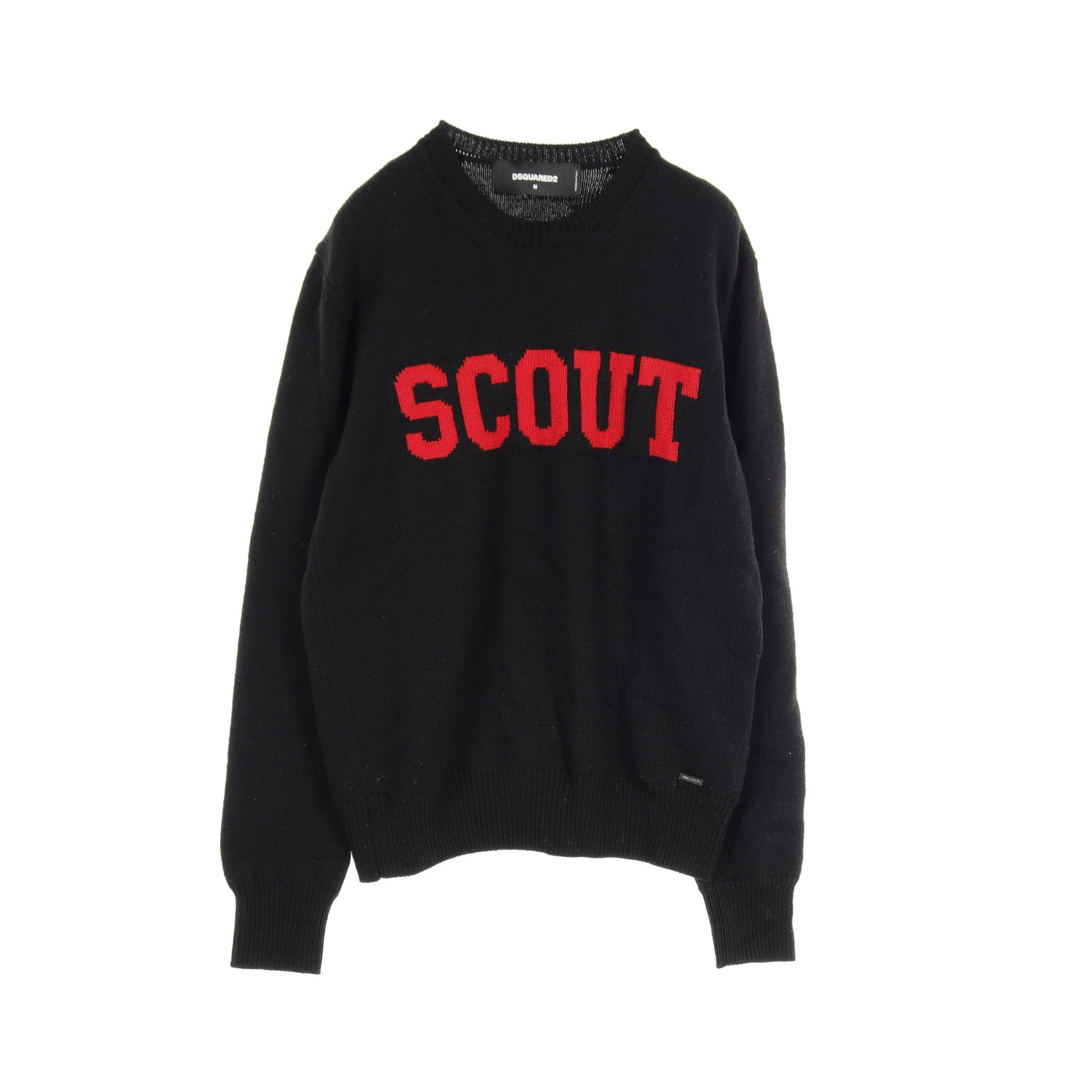 SCOUT セーター ニット ウール ブラック レッド ディースクエアード トップス DSQUARED2