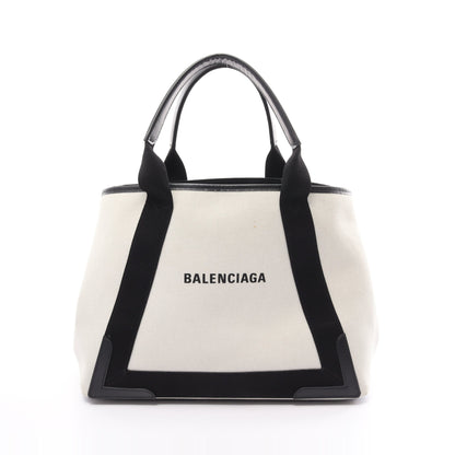 NAVY CABAS NEW M ネイビーカバ ハンドバッグ トートバッグ キャンバス レザー アイボリー ブラック バレンシアガ バッグ BALENCIAGA