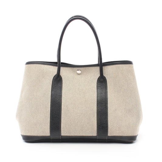 ガーデンパーティPM ハンドバッグ トートバッグ トワルアッシュ レザー ライトグレー ブラック シルバー金具 □J刻印 エルメス