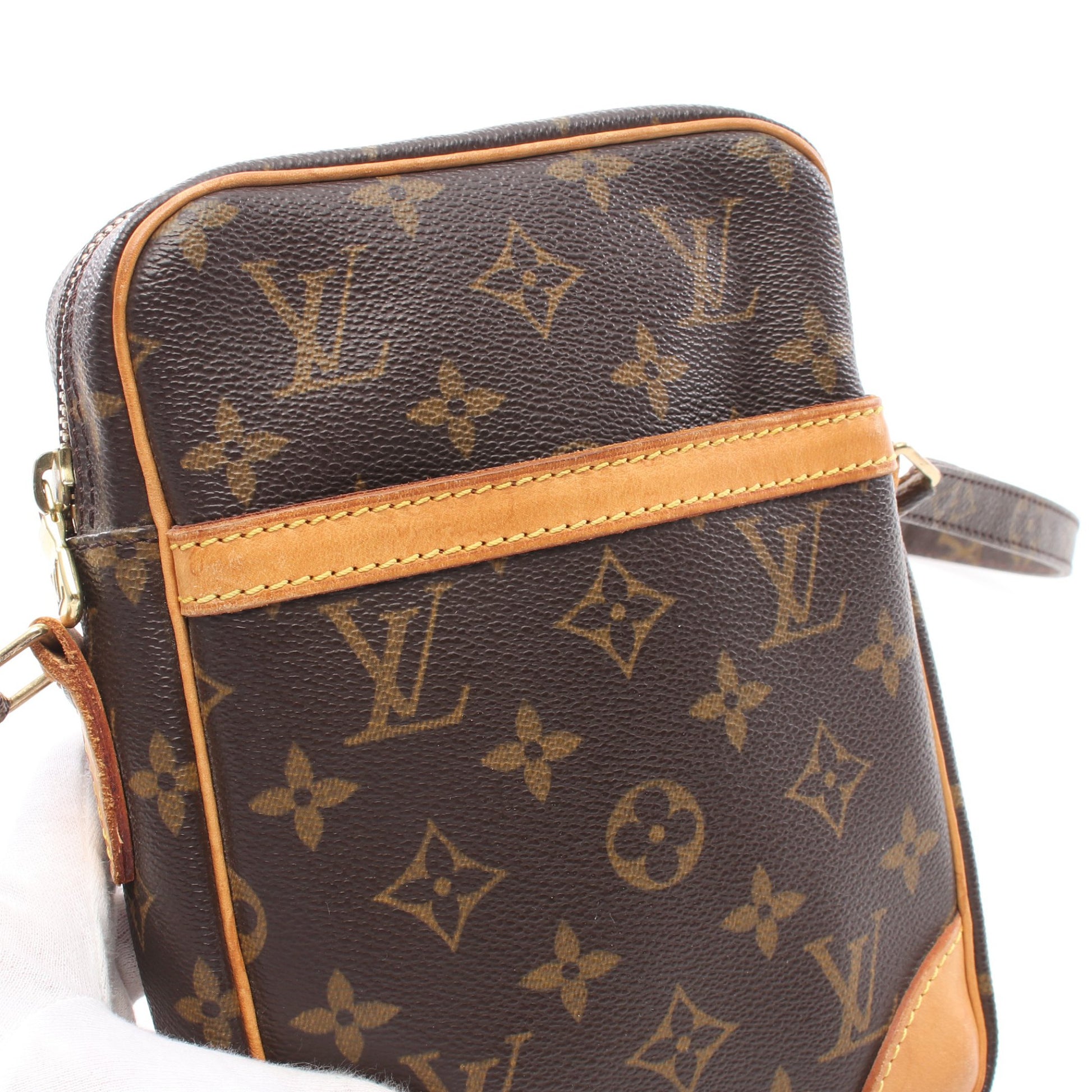 ダヌーブ モノグラム ショルダーバッグ PVC レザー ブラウン ルイヴィトン バッグ LOUIS VUITTON