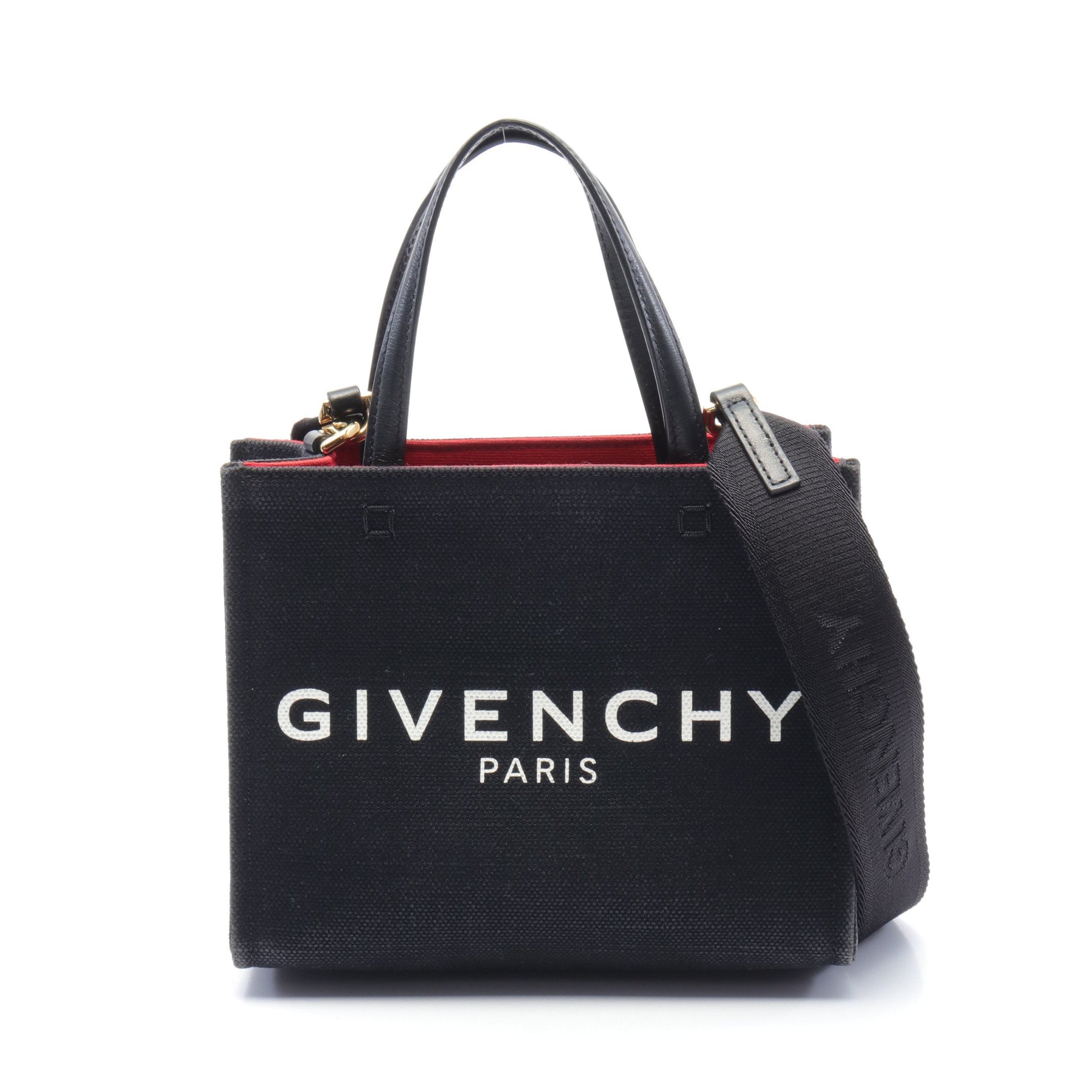 G TOTE MINI ハンドバッグ キャンバス レザー ブラック 2WAY ジバンシィ バッグ GIVENCHY