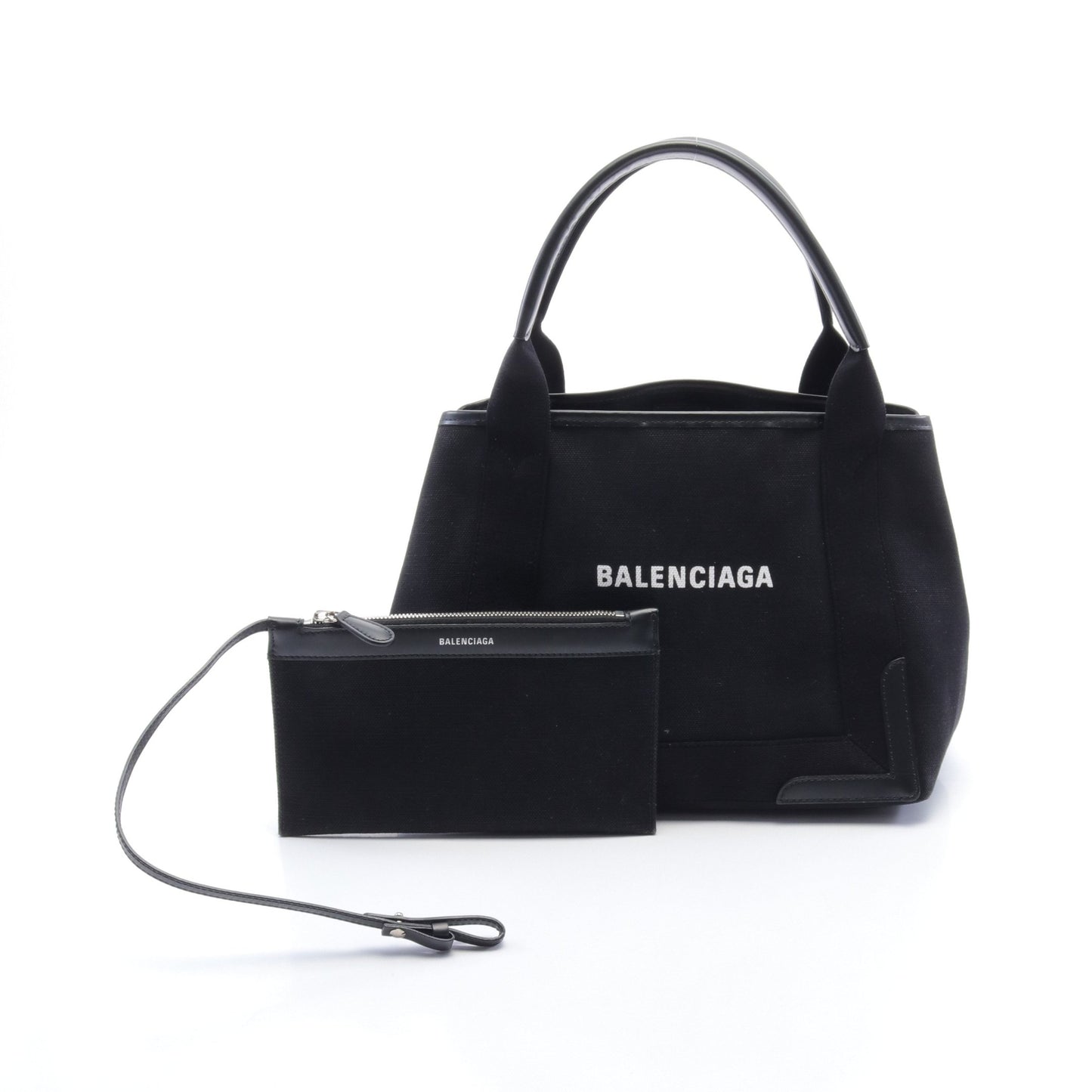 NAVY CABAS S ネイビーカバ ハンドバッグ トートバッグ キャンバス レザー ブラック バレンシアガ バッグ BALENCIAGA