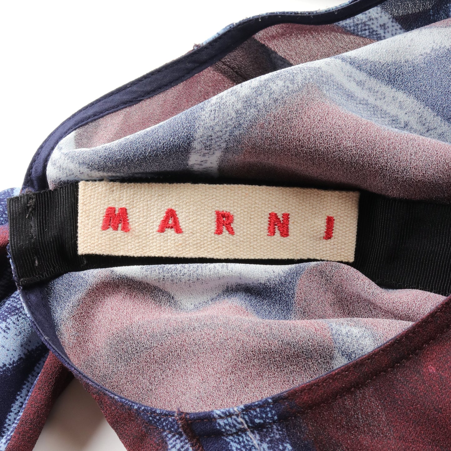 ブラウス 総柄 レーヨン ネイビー ボルドー ライトブルー マルニ トップス MARNI