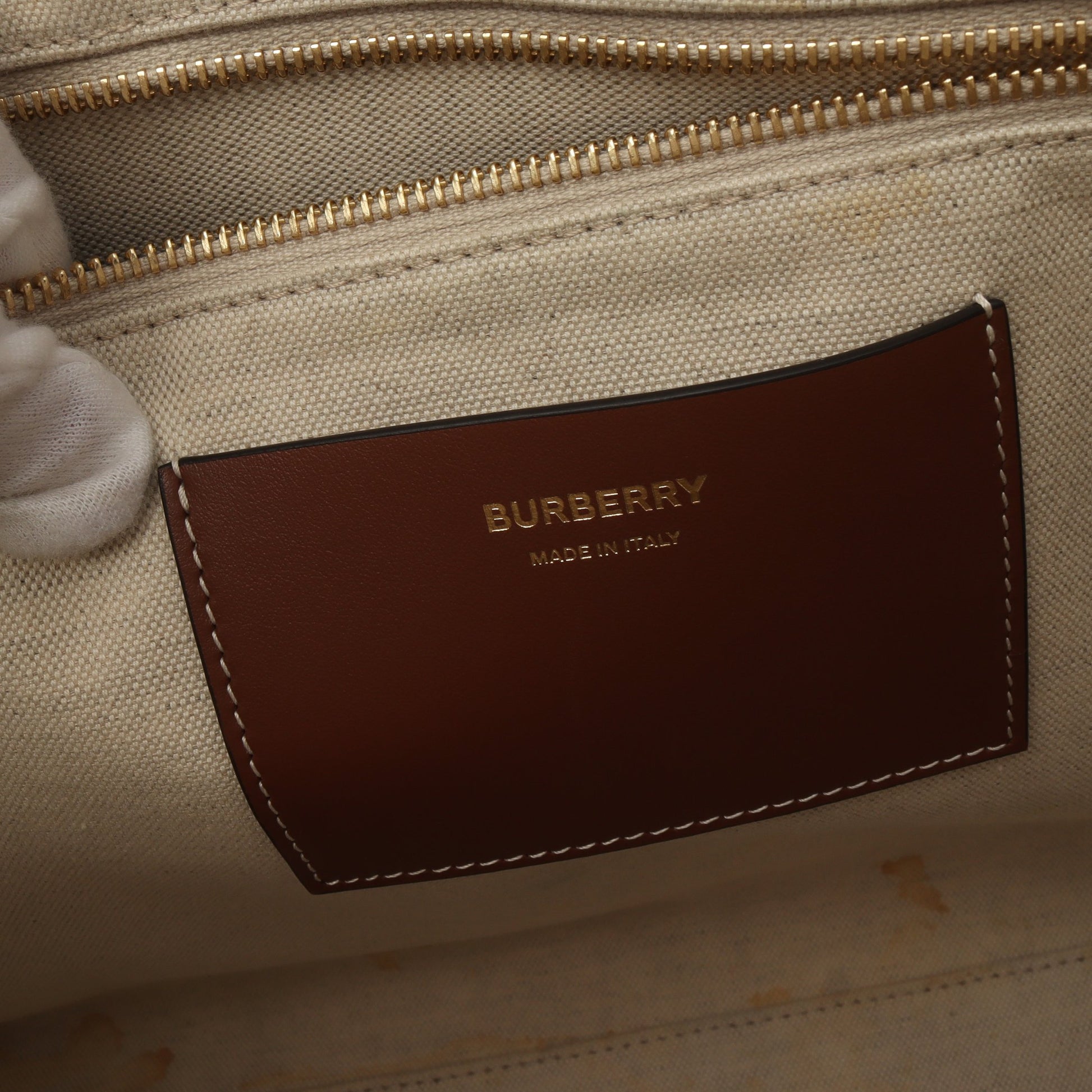 FREYA TOTE フレヤ ハンドバッグ トートバッグ キャンバス レザー オフホワイト ブラウン バーバリー バッグ BURBERRY