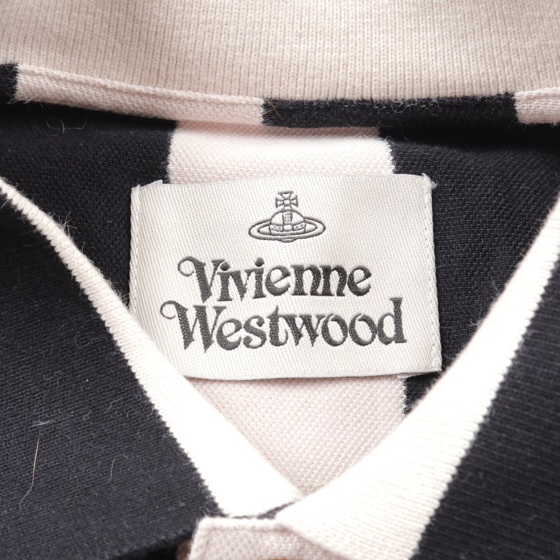 ポロシャツ 長袖 ストライプ コットン ブラック ライトベージュ ヴィヴィアンウエストウッド トップス Vivienne Westwood