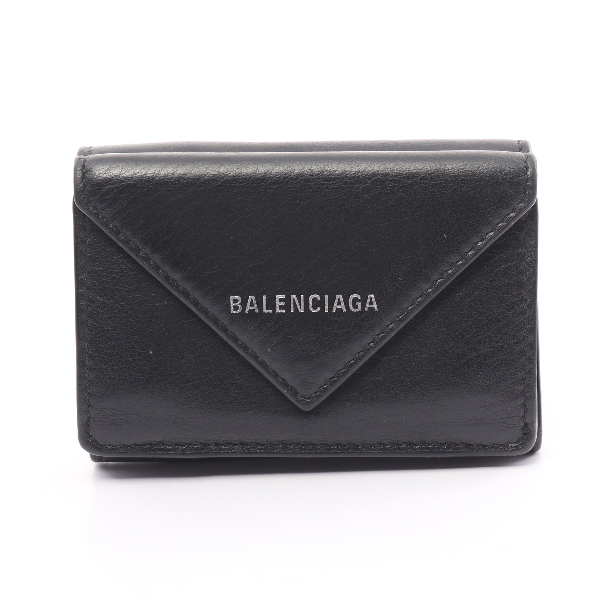 ペーパーミニウォレット コンパクトウォレット 三つ折り財布 レザー ブラック バレンシアガ 財布・小物 BALENCIAGA