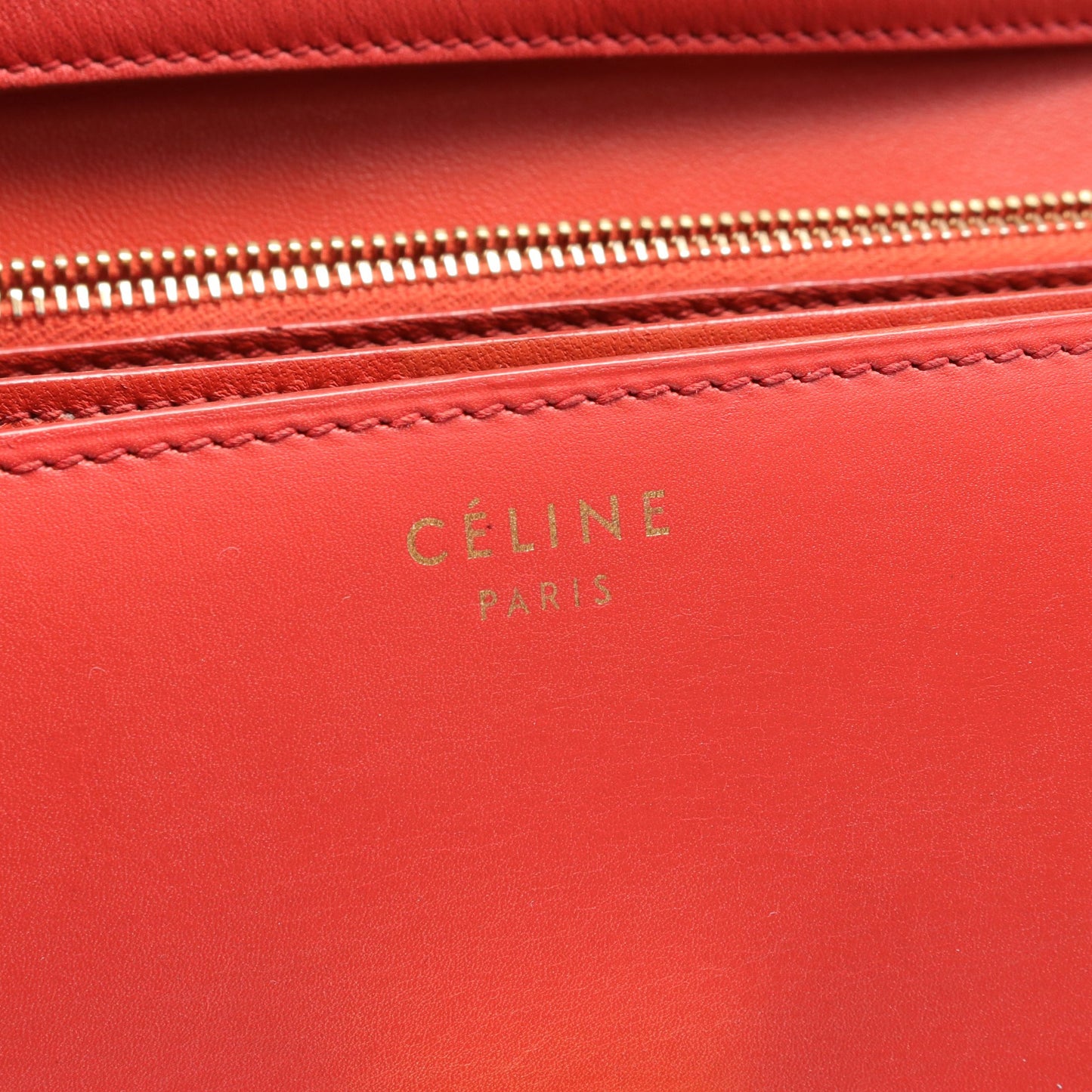 クラシックボックス ショルダーバッグ レザー レッド セリーヌ バッグ CELINE