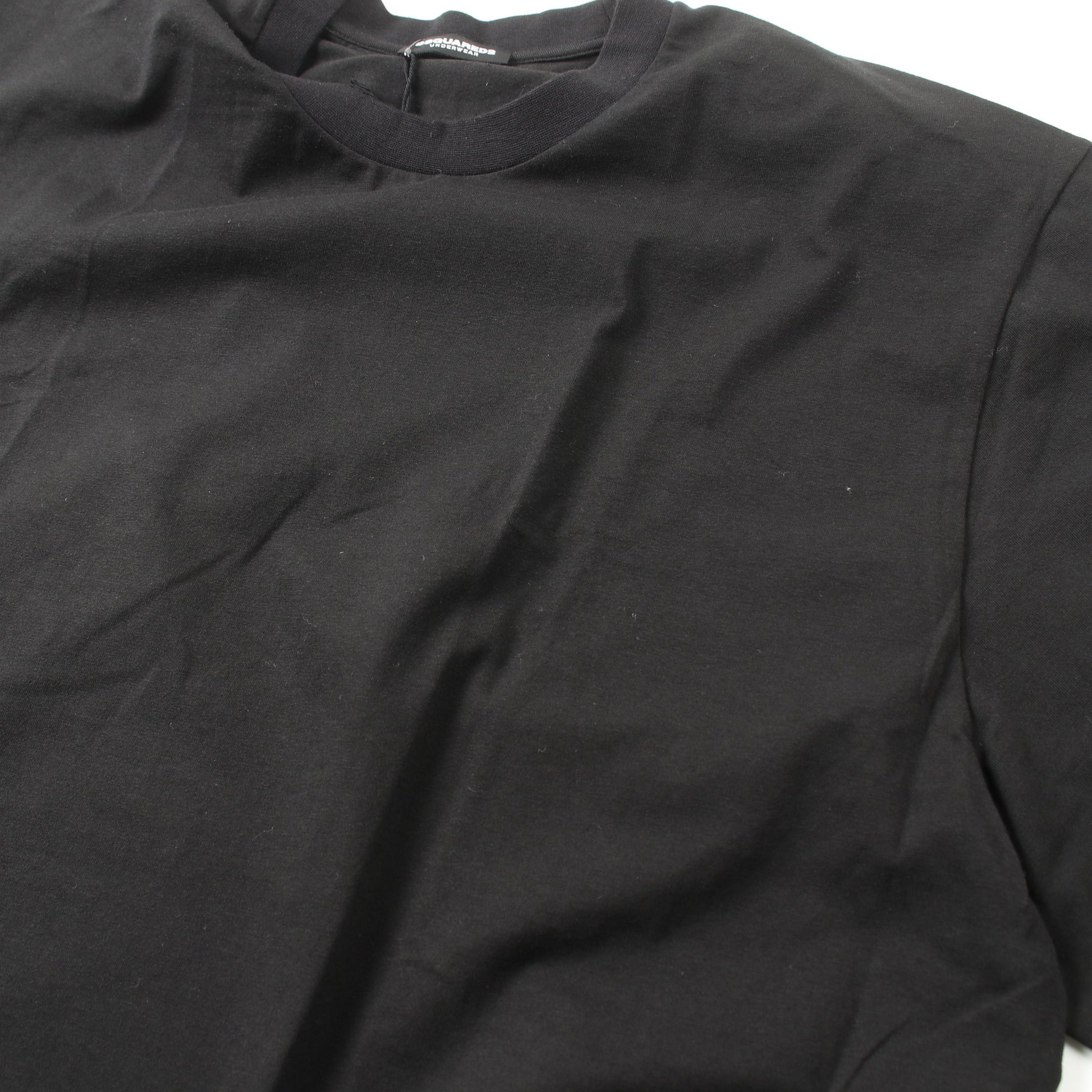 UNDERWEAR Tシャツ クルーネック コットン ブラック ディースクエアード トップス DSQUARED2