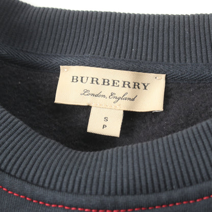 コントラストステッチ スウェットシャツ ロゴ刺繍 コットン ダークネイビー レッド バーバリー トップス BURBERRY