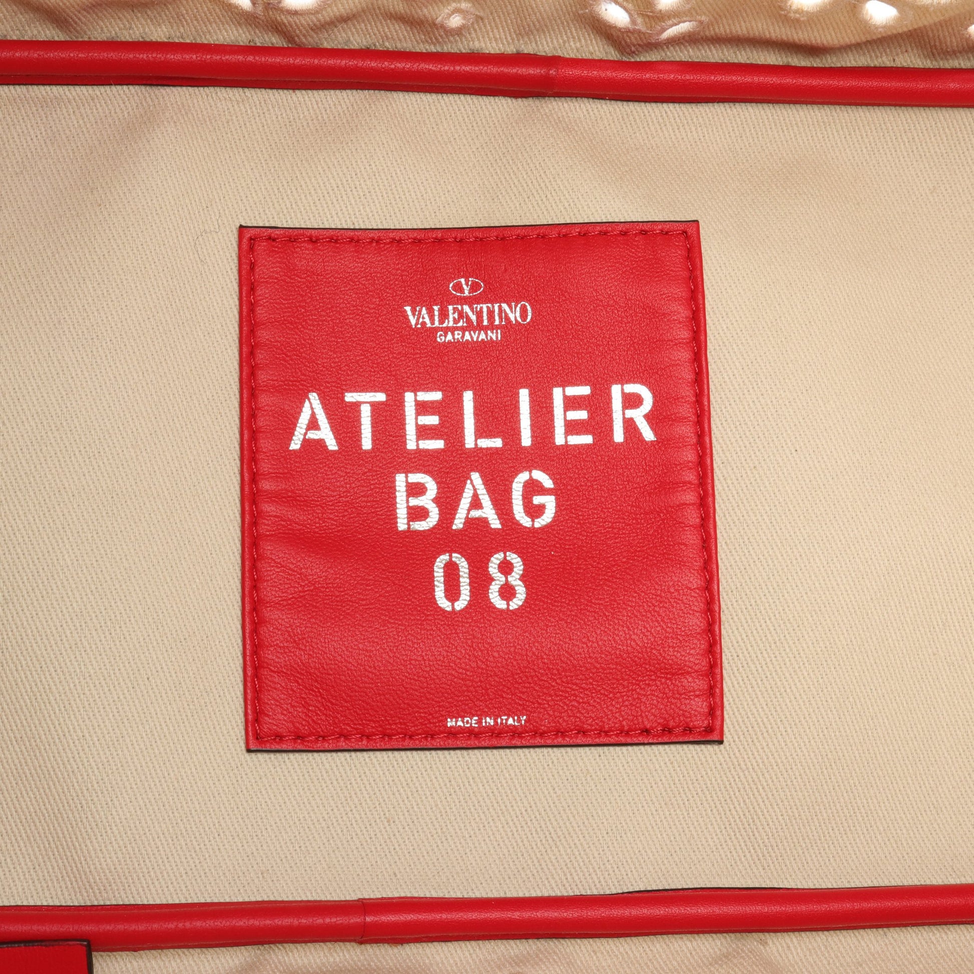 ATELIER BAG 08 アトリエバッグ ハンドバッグ トートバッグ キャンバス レザー ライトベージュ レッド 2WAY ヴァレンティノガラヴァーニ バッグ VALENTINO GARAVANI